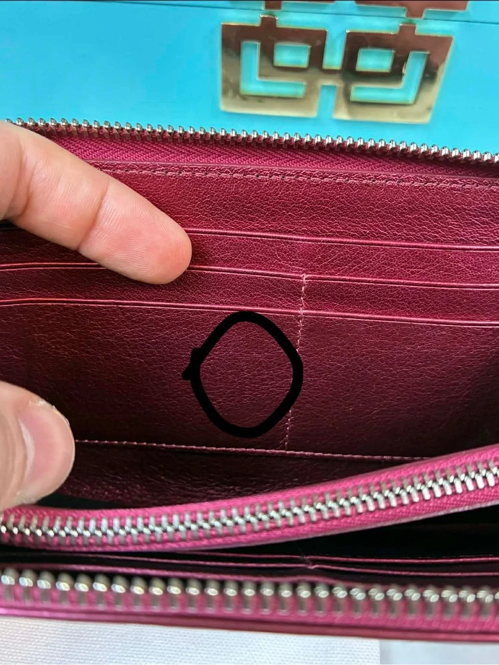Christian Dior Lady Dior Dark Pink Patent Leather Zip Around Cannage Wallet